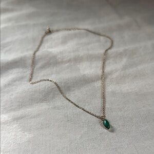 Elegant Gold Necklace with Green Pendant
